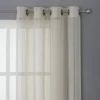 Kate Aurora 2 Piece Metallic Shimmer Chic Striped Flax Styled Sheer Grommet Top Curtains
