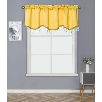 Kate Aurora Luxurious Solid Colored Scalloped Rod Pocket Window Valance With Crystal Beaded Trim 5 Kate Aurora Luxurious Solid Colored Scalloped Rod Pocket Window Valance With Crystal Beaded Trim - Image 5