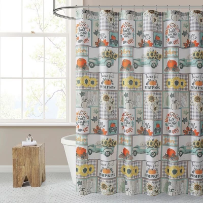 Kate Aurora Autumn Accents Plaid Patchwork Fall Pick Up Trucks & Pumpkin Patch Fabric Shower Curtain - Standard Size 1 Kate Aurora Autumn Accents Plaid Patchwork Fall Pick Up Trucks & Pumpkin Patch Fabric Shower Curtain - Standard Size