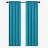 Kate Aurora Semi Sheer Flax Styled Turquoise Rod Pocket Single Window Curtain Panel - 52 In. W X 84 In. L