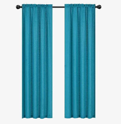 Kate Aurora Semi Sheer Flax Styled Turquoise Rod Pocket Single Window Curtain Panel - 52 In. W X 84 In. L 1 Kate Aurora Semi Sheer Flax Styled Turquoise Rod Pocket Single Window Curtain Panel - 52 In. W X 84 In. L