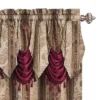 Kate Aurora 2 Piece Red Burgundy & Taupe Complete Damask Window Curtain Panels - 56 In. W X 84 In. L, Burgundy