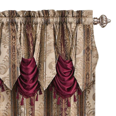 Kate Aurora 2 Piece Red Burgundy & Taupe Complete Damask Window Curtain Panels - 56 In. W X 84 In. L, Burgundy 1 Kate Aurora 2 Piece Red Burgundy & Taupe Complete Damask Window Curtain Panels - 56 In. W X 84 In. L, Burgundy