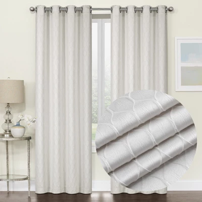 Kate Aurora 2 Piece Modern Lattice Semi Sheer Window Curtain Panels 7 Kate Aurora 2 Piece Modern Lattice Semi Sheer Window Curtain Panels - Image 7