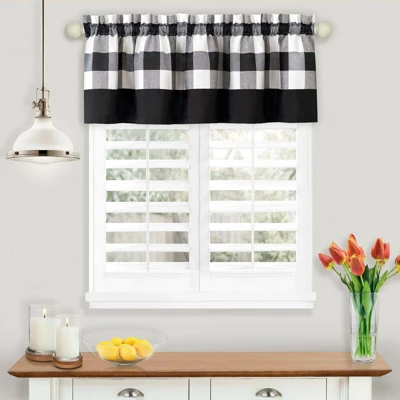 Kate Aurora Modern Farmhouse Buffalo Plaid Checkered Rod Pocket Window Valance 3 Kate Aurora Modern Farmhouse Buffalo Plaid Checkered Rod Pocket Window Valance - Image 3