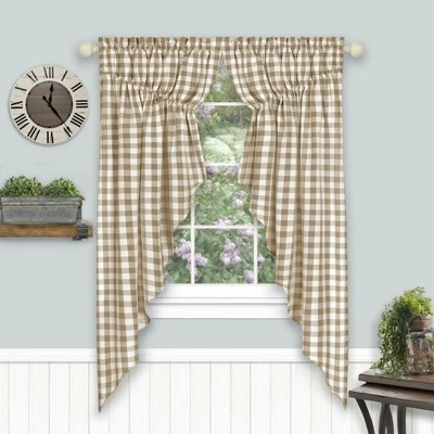 Kate Aurora Farmhouse Plaid Gingham Check Swag Valance Curtain Panel Pair 3 Kate Aurora Farmhouse Plaid Gingham Check Swag Valance Curtain Panel Pair - Image 3