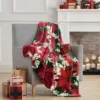 Kate Aurora Ultra Plush Christmas Morning Poinsettia Accent Throw Blanket - 50 In. W X 60 In. L