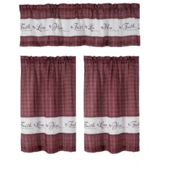 Kate Aurora Country Living Gingham Check Hope Faith Love 3 Pc Cafe Kitchen Curtain Set -Sweet Home Store GUEST 1873038b 3a5e 4ef4 a900 fd603bbfa8ac