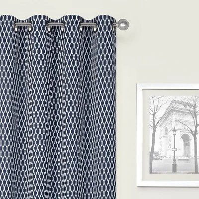 Kate Aurora 2 Pack Amari Contemporary Lattice Light Filtering Grommet Top Window Curtain Panels 2 Kate Aurora 2 Pack Amari Contemporary Lattice Light Filtering Grommet Top Window Curtain Panels - Image 2