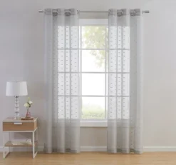 Kate Aurora Modern Living 2 Pack Plaid Sheer Embossed Grommet Top Curtain Panels -Sweet Home Store GUEST 1c00914c cf05 4c45 854b f826a42235a5