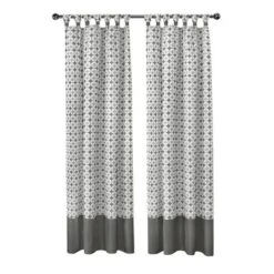 Kate Aurora 2 Pack: Modern Chic Geometric Tab Top Window Curtain Panels