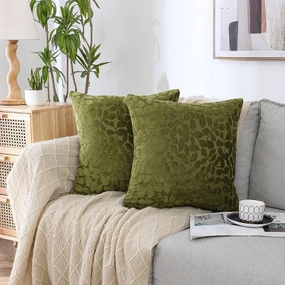 Kate Aurora Red Hook Cut Leaf Embossed Chenille Ultra Plush & Fluffy 18"x 18" Filled Accent Throw Pillow With Removable Zipper Shell/Cover 6 Kate Aurora Red Hook Cut Leaf Embossed Chenille Ultra Plush & Fluffy 18"x 18" Filled Accent Throw Pillow With Removable Zipper Shell/Cover - Image 6