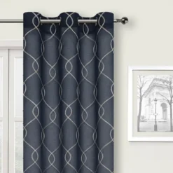 Kate Aurora 2 Piece Anael Embroidered Lattice Matte Sheer Grommet Top Curtain Panels - 84 In. Long -Sweet Home Store GUEST 205ecf21 4e7d 478e 85f7 70630bfea72e