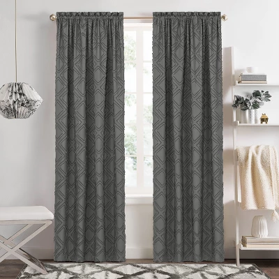 Kate Aurora Contemporary Geometric Shabby Diamond Clipped Rod Pocket Single Window Curtain Panel 2 Kate Aurora Contemporary Geometric Shabby Diamond Clipped Rod Pocket Single Window Curtain Panel - Image 2