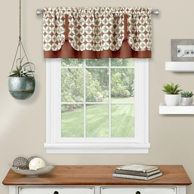 Kate Aurora Modern Geometric Button Tuck Layered Rod Pocket Window Valance 4 Kate Aurora Modern Geometric Button Tuck Layered Rod Pocket Window Valance - Image 4