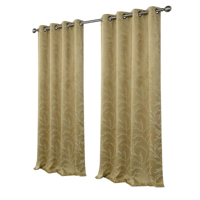 Kate Aurora 2 Pack Arbor Room Darkening Floral Grommet Top Window Curtain Panels 2 Kate Aurora 2 Pack Arbor Room Darkening Floral Grommet Top Window Curtain Panels - Image 2