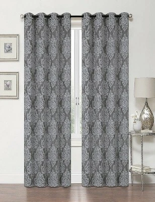 Kate Aurora 2 Pack Delaney Room Darkening Damask Print Grommet Curtain 5 Kate Aurora 2 Pack Delaney Room Darkening Damask Print Grommet Curtain - Image 5