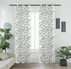 Kate Aurora 2 Pack Floral Leaf Embroidered Grommet Sheer Curtains -Sweet Home Store GUEST 2d5c1306 3f52 4463 86c4 a1cb22b3ca58