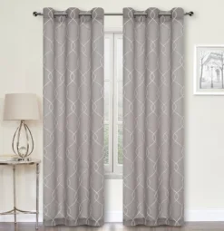 Kate Aurora 2 Piece Anael Embroidered Lattice Matte Sheer Grommet Top Curtain Panels - 84 In. Long -Sweet Home Store GUEST 2dff1bd0 4562 43d2 8f1d 44d389d61910