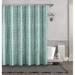 Kate Aurora Simple Living Herringbone Designed Fabric Shower Curtain - 70 In. W X 72 In. L