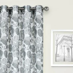 Kate Aurora Key West Summery Floral 2 Pack Grommet Top Sheer Curtain Panels