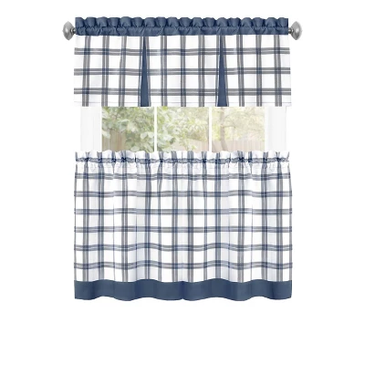 Kate Aurora Windowpane Plaid Country Farmhouse Kitchen Curtain Tier & Valance 1 Kate Aurora Windowpane Plaid Country Farmhouse Kitchen Curtain Tier & Valance