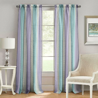 Kate Aurora 2 Pack Rainbow Striped Rod Pocket Semi Sheer Linen Window Curtain Panels 1 Kate Aurora 2 Pack Rainbow Striped Rod Pocket Semi Sheer Linen Window Curtain Panels
