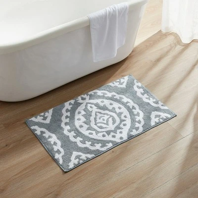 Kate Aurora 100% Premium Cotton Damask Designed Non Slip Bath Rug - 20 In. W X 32 In. L 6 Kate Aurora 100% Premium Cotton Damask Designed Non Slip Bath Rug - 20 In. W X 32 In. L - Image 6