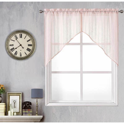 Kate Aurora Modern Chic Complete 4 Piece Striped Sheer Kitchen Curtain Tier & Valance Set 2 Kate Aurora Modern Chic Complete 4 Piece Striped Sheer Kitchen Curtain Tier & Valance Set - Image 2