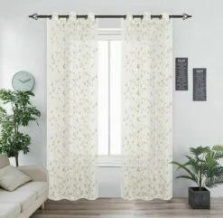 Kate Aurora 2 Pack Floral Leaf Embroidered Grommet Sheer Curtains -Sweet Home Store GUEST 3a10eea1 eb0c 4103 aa5d a93667d1e717