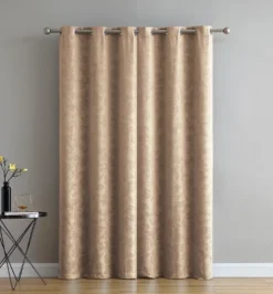 Kate Aurora Chic Living 2 Pack Floral Leaves Embossed Room Darkening Grommet Top Curtain Panels - 84 In. Long