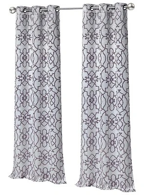 Kate Aurora 2 Pack Reversible Geometric Room Darkening Grommet Curtains 3 Kate Aurora 2 Pack Reversible Geometric Room Darkening Grommet Curtains - Image 3