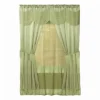 Kate Aurora Satin Chic Complete Attached Window Curtain, Tiebacks & Valance Set