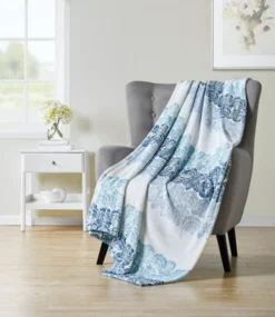 Kate Aurora Coastal Living Blue Ombre Seashells Ultra Plush Accent Throw Blanket - 50 In. W X 70 In.