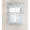 Kate Aurora Floral Embroidered Sheer Rod Pocket Kitchen Curtain Tier & Valance Set