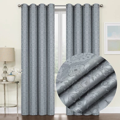 Kate Aurora Regency Collection Raised Jacquard Damask Grommet Top Curtains 1 Kate Aurora Regency Collection Raised Jacquard Damask Grommet Top Curtains