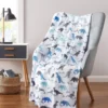 Kate Aurora Juvi Essentials Ultra Soft & Plush White & Blue Multi Dinosaur Fleece Accent Throw Blanket - 50 In. W X 60 In. L