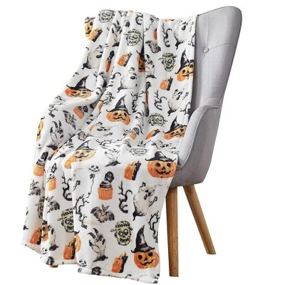 Kate Aurora Halloween Spooky Ghosts & Frankensteins Ultra Soft & Plush Oversized Accent Throw Blanket 1 Kate Aurora Halloween Spooky Ghosts & Frankensteins Ultra Soft & Plush Oversized Accent Throw Blanket
