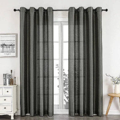 Kate Aurora Home Living 2 Piece Lightweight Basic Sheer Grommet Top Curtain Panels 8 Kate Aurora Home Living 2 Piece Lightweight Basic Sheer Grommet Top Curtain Panels - Image 8