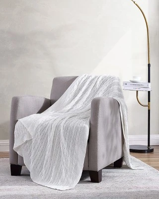 Kate Aurora University Living® Ultra Soft & Plush Oversized "The Scholar" Cable Knit Cotton Accent Throw Blanket 5 Kate Aurora University Living® Ultra Soft & Plush Oversized "The Scholar" Cable Knit Cotton Accent Throw Blanket - Image 5