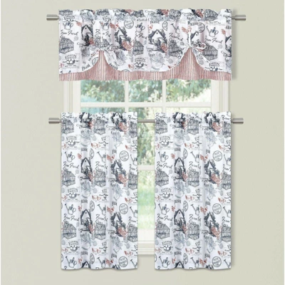 Kate Aurora Rooster Toile Complete 3 Pc Café Kitchen Curtain Tier And Valance Set 10 Kate Aurora Rooster Toile Complete 3 Pc Café Kitchen Curtain Tier And Valance Set - Image 10