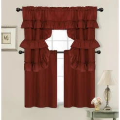 Kate Aurora Country Farmhouse Living Solid Colored Cafe Kitchen Curtain Tier & Swag Valance Set -Sweet Home Store GUEST 47eaed1f c660 4b2a ac97 ab26db337304