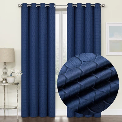 Kate Aurora 2 Piece Modern Lattice Semi Sheer Window Curtain Panels 4 Kate Aurora 2 Piece Modern Lattice Semi Sheer Window Curtain Panels - Image 4