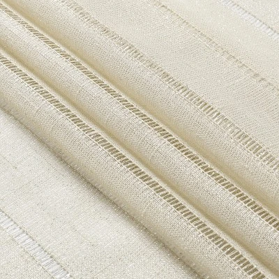 Kate Aurora 2 Piece Metallic Shimmer Chic Striped Flax Styled Sheer Grommet Top Curtains 3 Kate Aurora 2 Piece Metallic Shimmer Chic Striped Flax Styled Sheer Grommet Top Curtains - Image 3