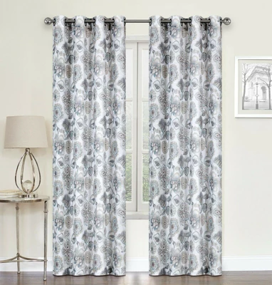 Kate Aurora Key West Summery Floral 2 Pack Grommet Top Sheer Curtain Panels 2 Kate Aurora Key West Summery Floral 2 Pack Grommet Top Sheer Curtain Panels - Image 2