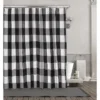 Kate Aurora Country Farmhouse Living Buffalo Plaid Checkered Black & White Fabric Shower Curtain - 72 In. W X 72 In. L