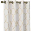 Kate Aurora 2 Pack Geo Trellis Double Layered Sheer Embroidered Grommet Curtains
