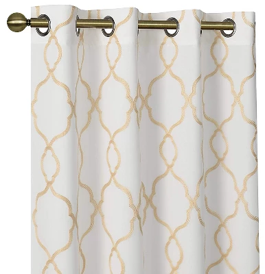 Kate Aurora 2 Pack Geo Trellis Double Layered Sheer Embroidered Grommet Curtains 1 Kate Aurora 2 Pack Geo Trellis Double Layered Sheer Embroidered Grommet Curtains