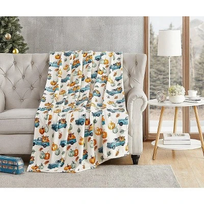 Kate Aurora Thanksgiving Autumn Harvest Watercolor Delivery Pick Up Trucks Ultra Soft & Plush Oversized Accent Throw Blanket - 50 In. W X 70 In. L 1 Kate Aurora Thanksgiving Autumn Harvest Watercolor Delivery Pick Up Trucks Ultra Soft & Plush Oversized Accent Throw Blanket - 50 In. W X 70 In. L
