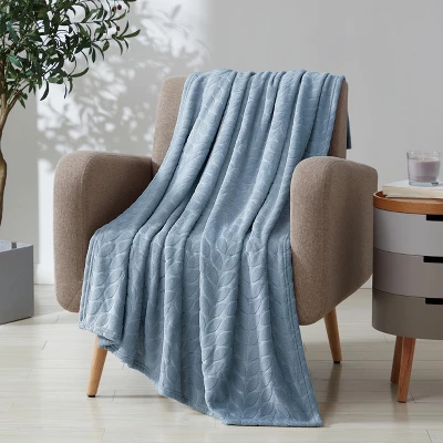 Kate Aurora Pastel Chic Embossed Leaves Ultra Plush Accent Throw Blanket - 50 In. W X 60 In. L 9 Kate Aurora Pastel Chic Embossed Leaves Ultra Plush Accent Throw Blanket - 50 In. W X 60 In. L - Image 9